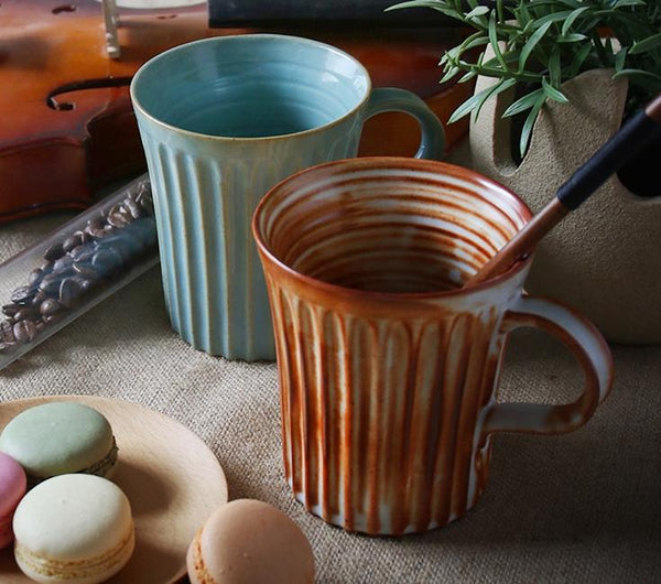 Cappuccino Coffee Mug, Handmade Pottery Coffee Cup, Large Capacity Coffee Cup, Large Tea Cup-Paintingforhome