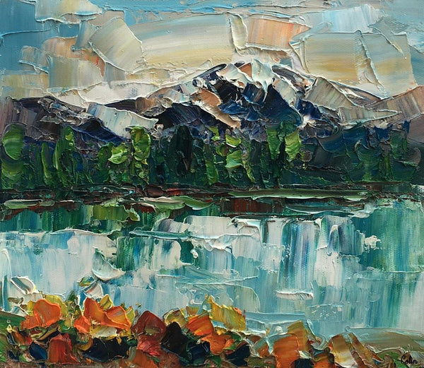 Small Oil Painting, Mountain Landscape Painting, Abstract Painting, Heavy Texture Oil Painting, 10X12 inch-Paintingforhome
