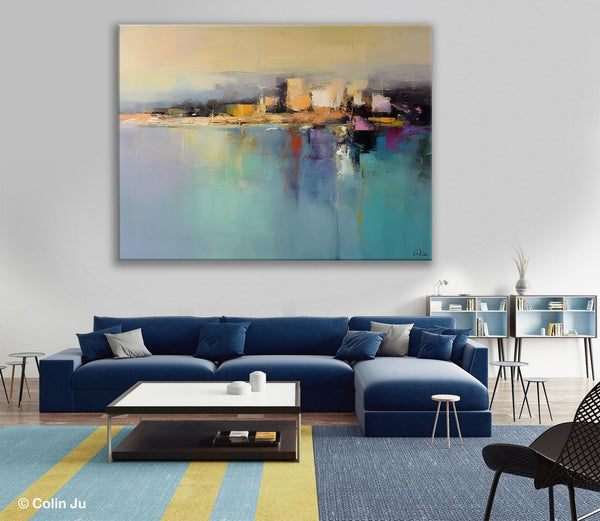 Abstract Landscape Paintings, Palette Knife Canvas Art, Extra Large Canvas Painting for Dining Room, Original Canvas Wall Art Paintings-Paintingforhome