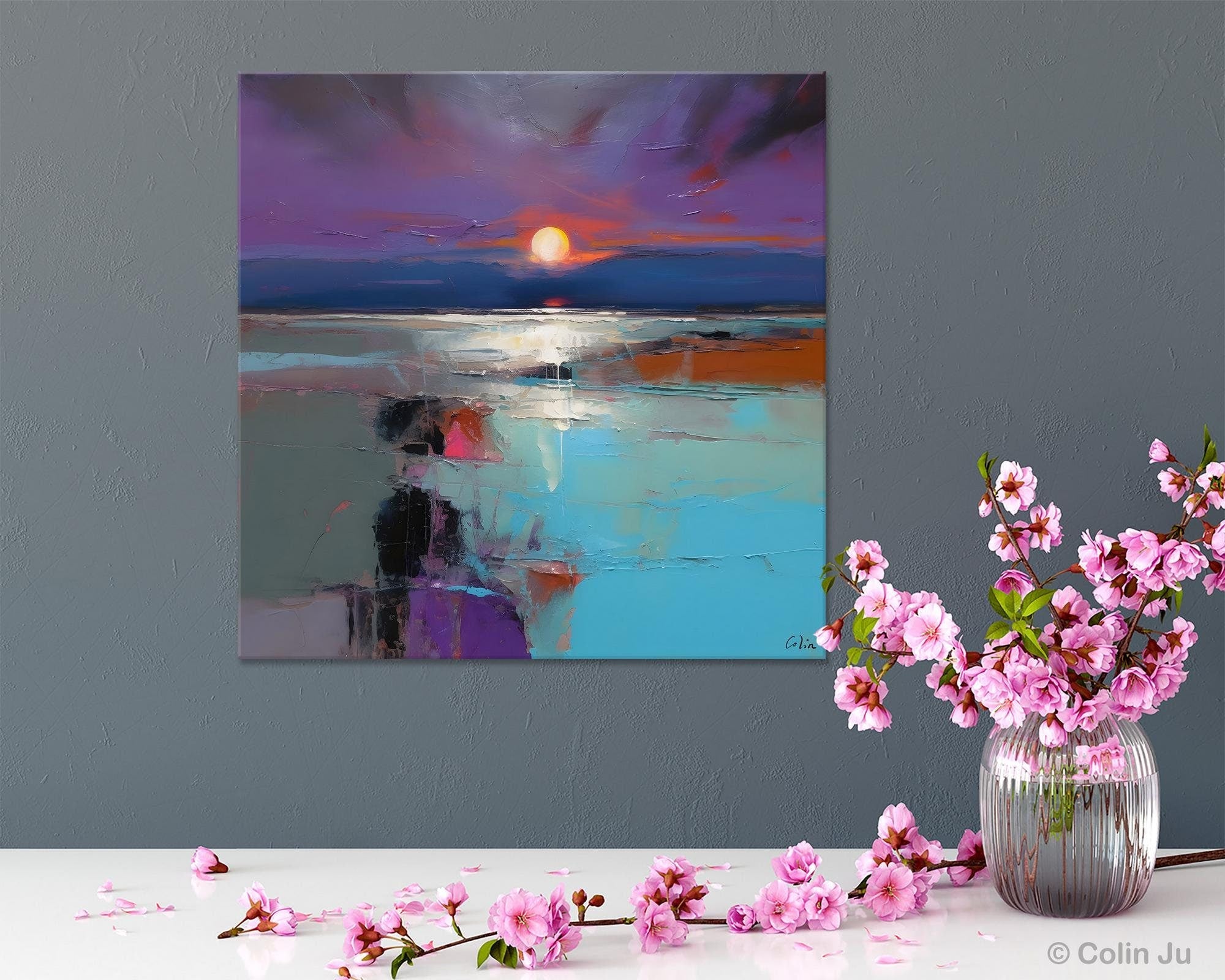 Original Canvas Wall Art Paintings, Modern Canvas Painting for Living Room, Acrylic Painting on Canvas, Landscape Abstract Paintings-Paintingforhome