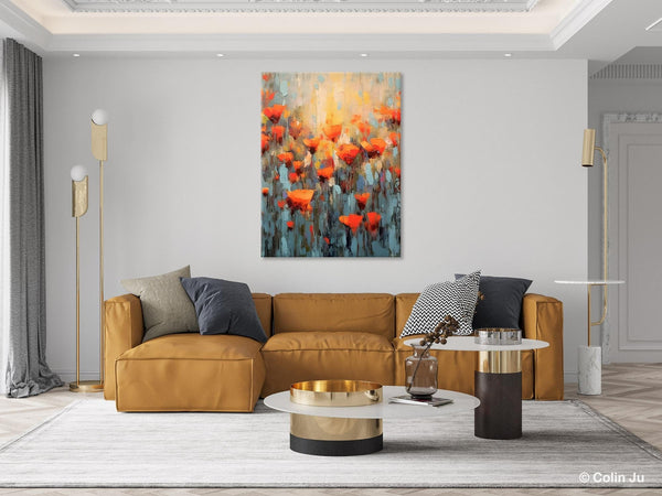 Flower Abstract Painting, Heavy Texture Wall Art, Acrylic Painting on Canvas, Canvas Painting Ideas for Dining Room, Original Abstract Art-Paintingforhome