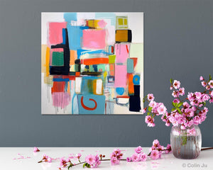 Contemporary Canvas Art, Original Modern Wall Art, Modern Canvas Paintings, Modern Acrylic Artwork, Large Abstract Painting for Dining Room-Paintingforhome