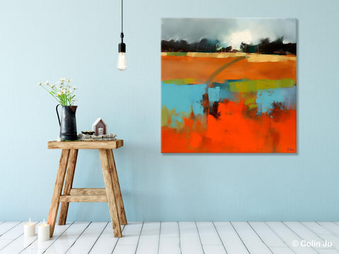 Original Abstract Wall Art, Landscape Acrylic Art, Landscape Canvas Art, Hand Painted Canvas Art, Large Abstract Painting for Living Room-Paintingforhome