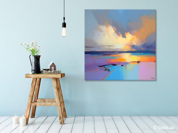 Sunrise Landscape Acrylic Art, Landscape Canvas Art, Original Abstract Art, Hand Painted Canvas Art, Large Abstract Painting for Living Room-Paintingforhome