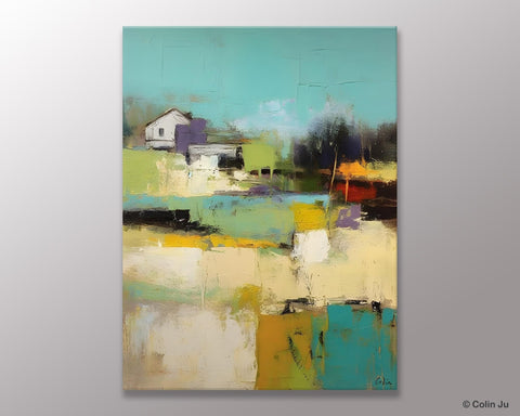 Landscape Canvas Paintings for Dining Room, Extra Large Modern Wall Art, Acrylic Painting on Canvas, Original Landscape Abstract Painting-Paintingforhome