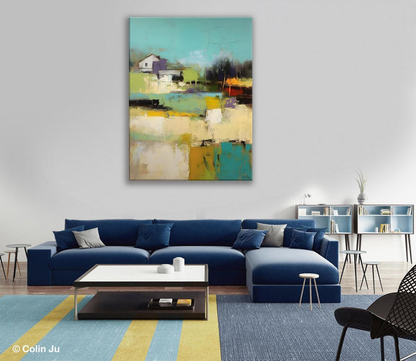 Landscape Canvas Paintings for Dining Room, Extra Large Modern Wall Art, Acrylic Painting on Canvas, Original Landscape Abstract Painting-Paintingforhome