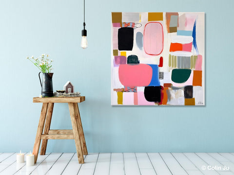 Geometric Modern Acrylic Art, Modern Original Abstract Art, Large Wall Art for Bedroom, Canvas Paintings for Sale, Contemporary Canvas Art-Paintingforhome