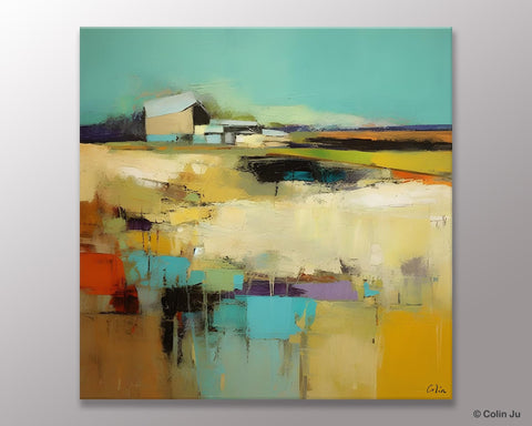 Large Landscape Canvas Paintings, Hand Painted Canvas Art, Landscape Acrylic Art, Original Abstract Art, Landscape Paintings for Living Room-Paintingforhome