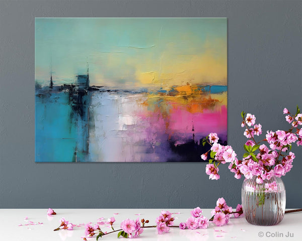 Hand Painted Original Canvas Wall Art, Abstract Landscape Paintings for Bedroom, Modern Landscape Artwork, Contemporary Acrylic Paintings-Paintingforhome