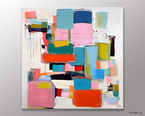 Original Abstract Wall Art, Geometric Modern Acrylic Art, Large Abstract Art for Bedroom, Modern Canvas Paintings, Contemporary Canvas Art-Paintingforhome