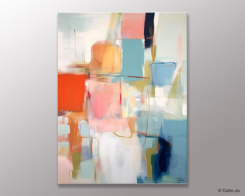 Hand Painted Canvas Art, Original Artowrk, Abstract Wall Paintings, Extra Large Paintings for Dining Room, Contemporary Wall Art Paintings-Paintingforhome