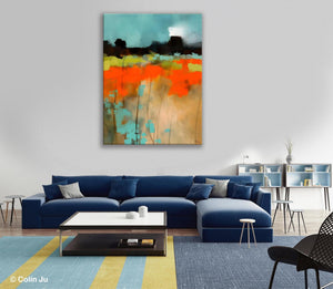 Modern Abstract Wall Art, Extra Large Canvas Painting for Dining Room, Original Canvas Wall Art Paintings, Abstract Landscape Paintings-Paintingforhome