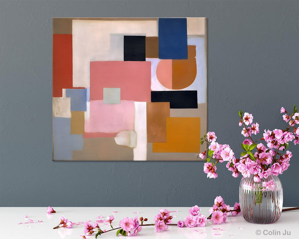 Geometric Abstract Art, Original Abstract Wall Art, Contemporary Acrylic Paintings, Hand Painted Canvas Art, Large Abstract Art for Bedroom-Paintingforhome
