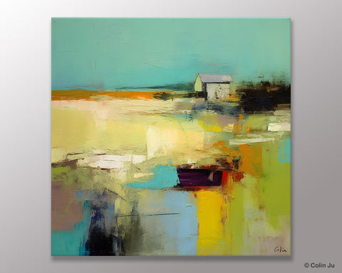 Landscape Canvas Paintings, Original Landscape Paintings, Abstract Wall Art Painting for Living Room, Oversized Acrylic Painting on Canvas-Paintingforhome