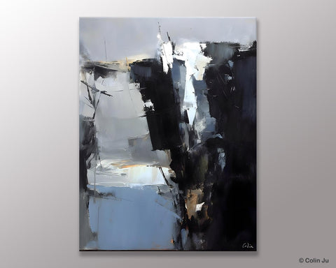 Extra Large Paintings for Bedroom, Black Contemporary Wall Art, Abstract Wall Paintings, Hand Painted Canvas Art, Original Modern Painting-Paintingforhome