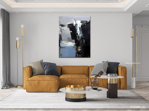 Extra Large Paintings for Bedroom, Black Contemporary Wall Art, Abstract Wall Paintings, Hand Painted Canvas Art, Original Modern Painting-Paintingforhome