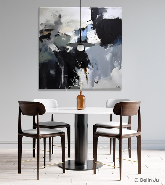 Extra Large Abstract Paintings for Dining Room, Black Modern Art Paintings, Original Modern Acrylic Artwork, Abstract Wall Art for Bedroom-Paintingforhome