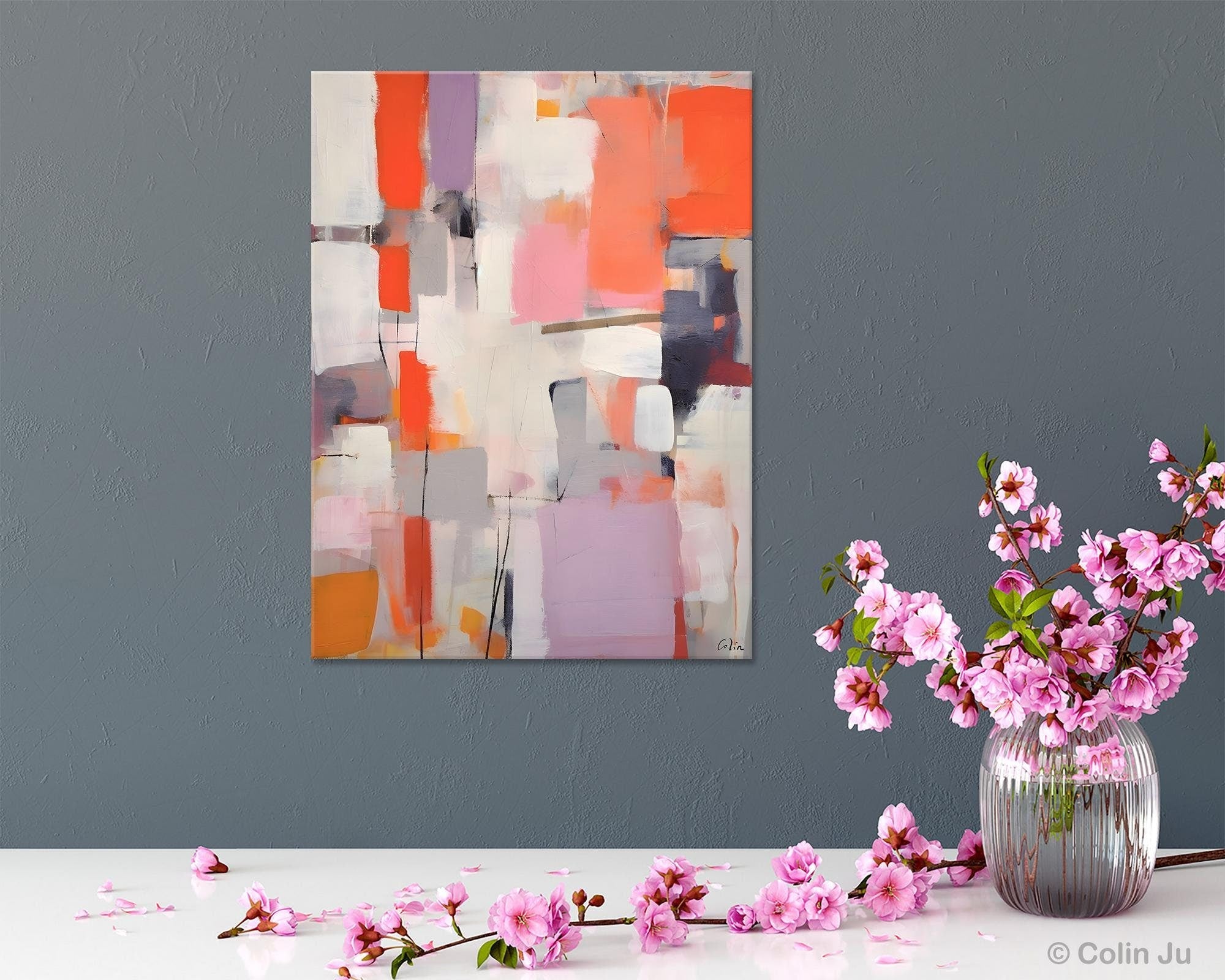 Large Painting for Dining Room, Original Canvas Artwork, Contemporary Acrylic Painting on Canvas, Simple Abstract Art, Wall Art Paintings-Paintingforhome