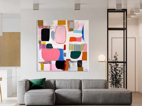 Geometric Modern Acrylic Art, Modern Original Abstract Art, Large Wall Art for Bedroom, Canvas Paintings for Sale, Contemporary Canvas Art-Paintingforhome