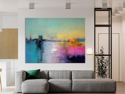 Hand Painted Original Canvas Wall Art, Abstract Landscape Paintings for Bedroom, Modern Landscape Artwork, Contemporary Acrylic Paintings-Paintingforhome