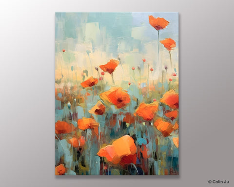 Flower Canvas Paintings, Flower Field Painting, Large Original Landscape Painting for Bedroom, Acrylic Paintings on Canvas, Hand Painted Art-Paintingforhome