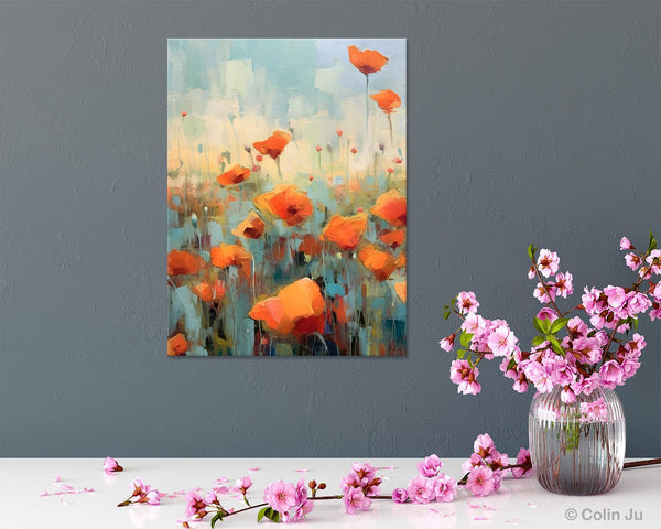 Flower Canvas Paintings, Flower Field Painting, Large Original Landscape Painting for Bedroom, Acrylic Paintings on Canvas, Hand Painted Art-Paintingforhome