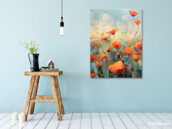 Flower Canvas Paintings, Flower Field Painting, Large Original Landscape Painting for Bedroom, Acrylic Paintings on Canvas, Hand Painted Art-Paintingforhome