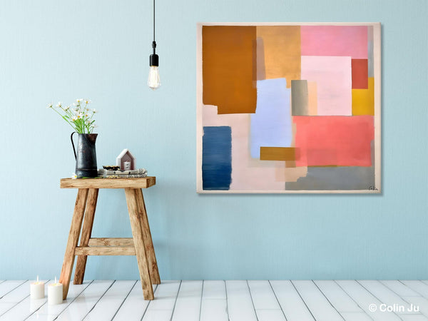 Original Abstract Art, Canvas Paintings for Sale, Large Modern Wall Art for Bedroom, Geometric Modern Acrylic Art, Contemporary Canvas Art-Paintingforhome