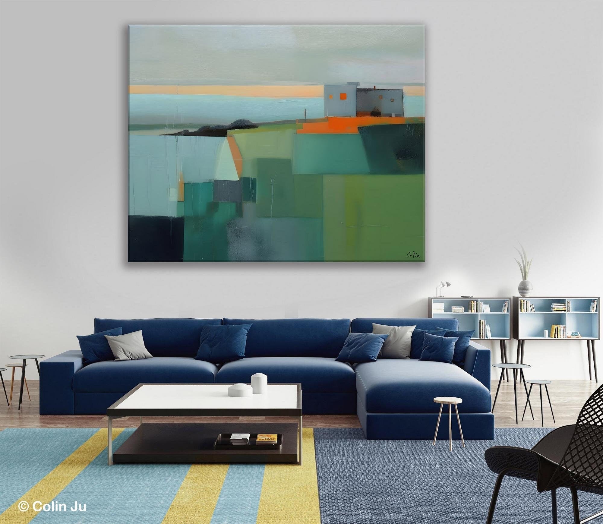 Large Original Canvas Wall Art, Contemporary Landscape Paintings, Extra Large Acrylic Painting for Dining Room, Abstract Painting on Canvas-Paintingforhome