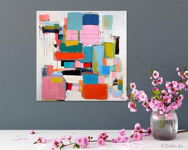 Original Abstract Wall Art, Geometric Modern Acrylic Art, Large Abstract Art for Bedroom, Modern Canvas Paintings, Contemporary Canvas Art-Paintingforhome