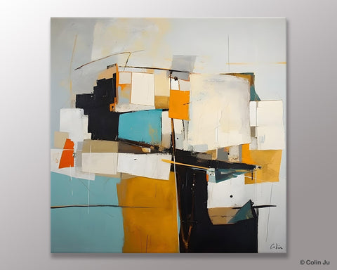 Geometric Original Canvas Wall Art, Contemporary Acrylic Artwork, Hand Painted Canvas Art, Modern Abstract Artwork, Large Abstract Paintings-Paintingforhome