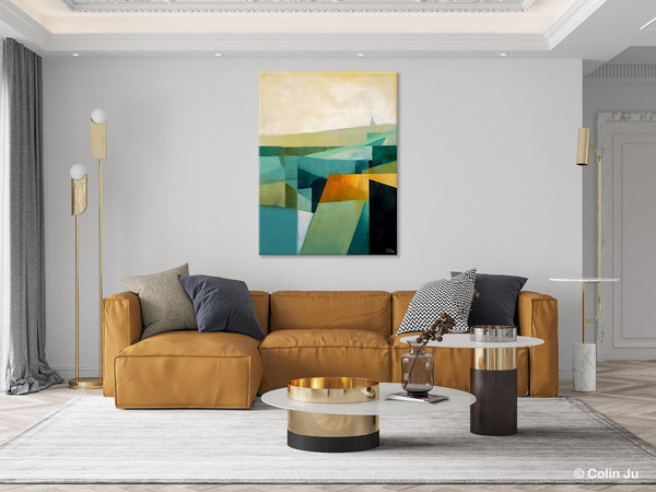 Landscape Canvas Paintings for Bedroom, Large Geometric Abstract Painting, Acrylic Painting on Canvas, Original Landscape Abstract Painting-Paintingforhome