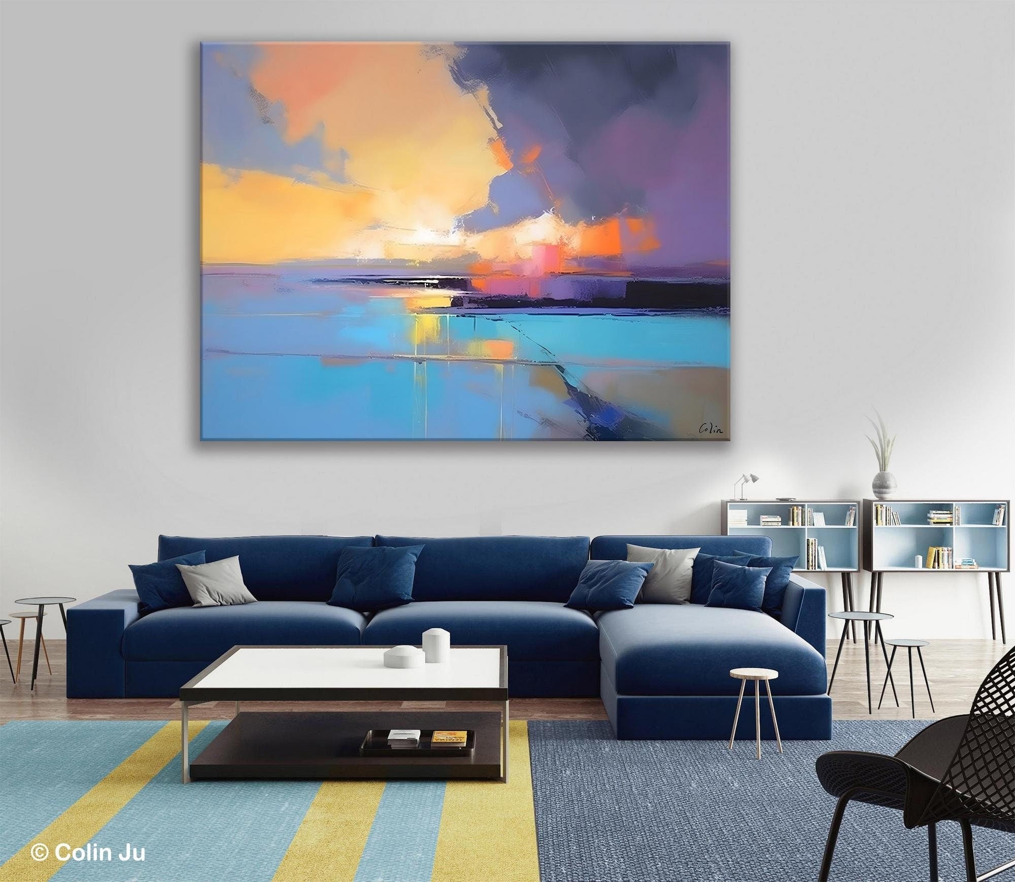Extra Large Modern Wall Art Paintings, Acrylic Painting on Canvas, Landscape Paintings for Living Room, Original Landscape Abstract Painting-Paintingforhome