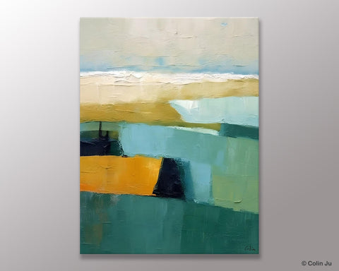 Large Geometric Abstract Painting, Landscape Canvas Paintings for Bedroom, Acrylic Painting on Canvas, Original Landscape Abstract Painting-Paintingforhome