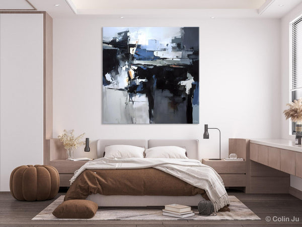 Original Modern Wall Art on Canvas, Black Contemporary Canvas Art, Modern Acrylic Artwork for Sale, Large Abstract Painting for Bedroom-Paintingforhome