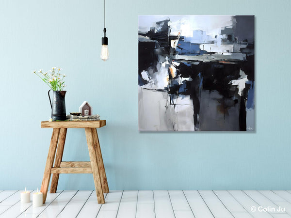 Original Modern Wall Art on Canvas, Black Contemporary Canvas Art, Modern Acrylic Artwork for Sale, Large Abstract Painting for Bedroom-Paintingforhome
