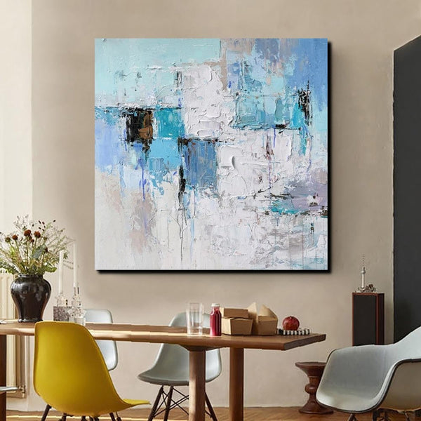 Simple Modern Paintings, Bedroom Abstract Paintings, Blue Abstract Contemporary Art, Acrylic Painting on Canvas, Hand Painted Canvas Art-Paintingforhome