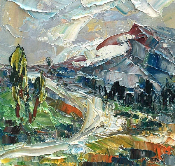 Mountain Landscape Painting, Small Oil Painting, Abstract Painting, Heavy Texture Oil Painting, 10X12 inch-Paintingforhome