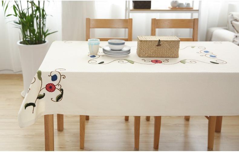 Modern Table Cover for Dining Table, Cotton Embroidered Rectangle Tablecloth for Kitchen, Simple Modern Tablecloth for Tea Table, Cabinit, Bedstand-Paintingforhome