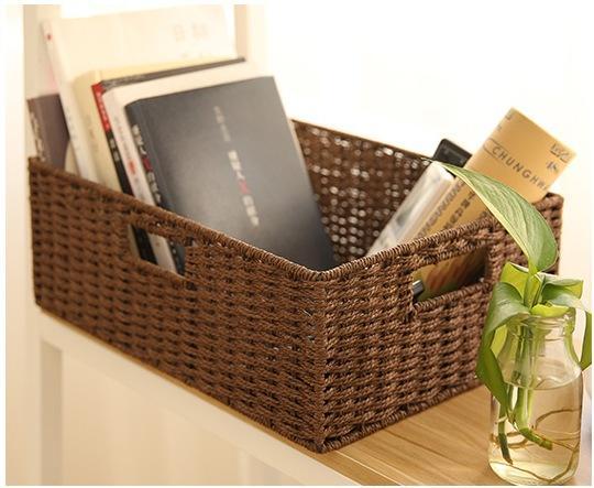 Woven Straw basket, Storage Basket, Rectangle Basket, Picnic Basket-Paintingforhome