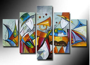 Extra Large Wall Art Paintings, 5 Piece Abstract Painting, Simple Canvas Painting, Music Paintings, Modern Acrylic Paintings-Paintingforhome