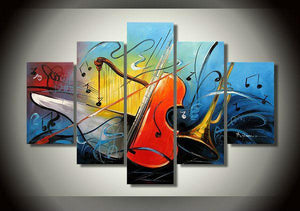 Abstract Painting, Electronic organ Painting, Violin Painting, Harp, 5 Piece Abstract Wall Art-Paintingforhome