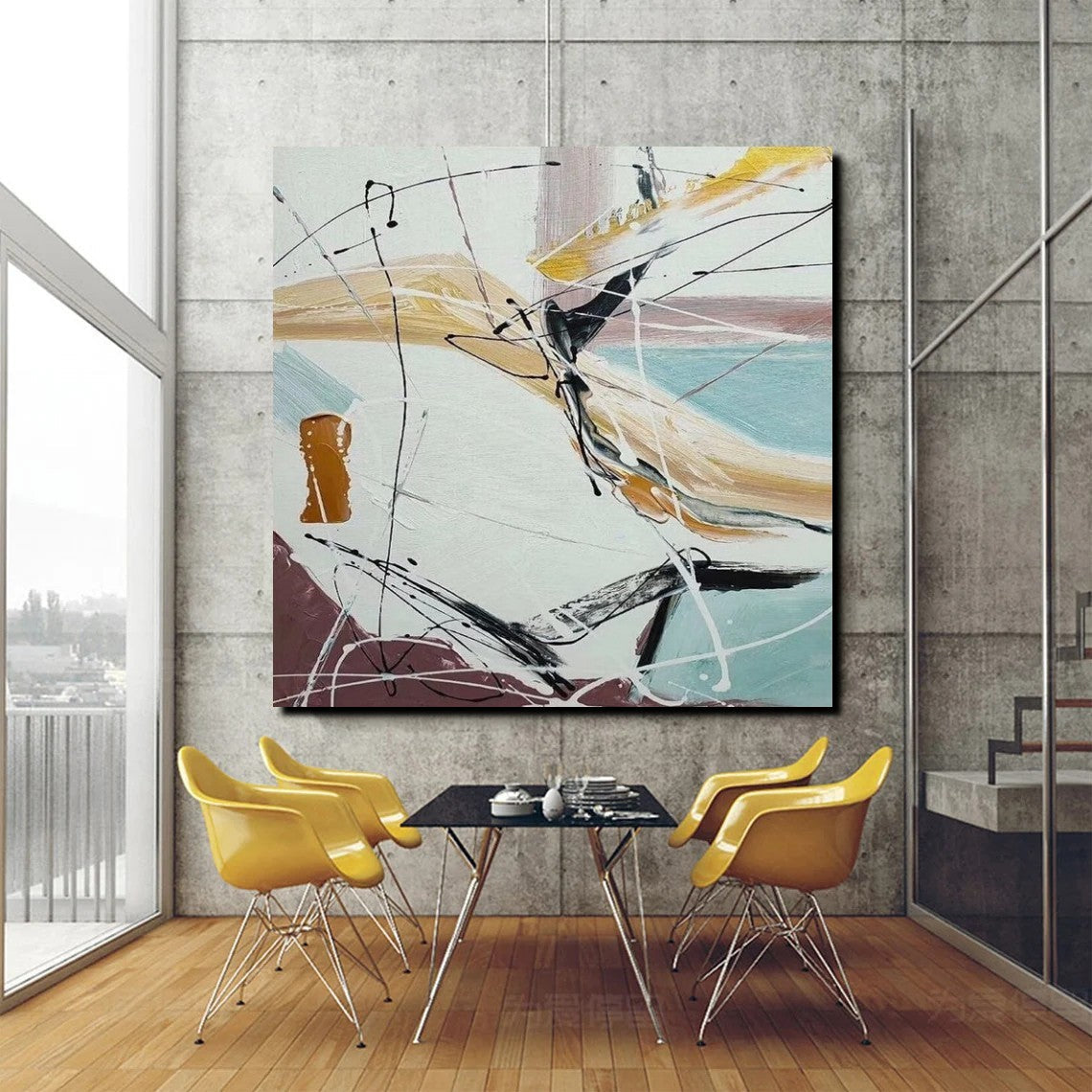 Simple Acrylic Paintings, Bedroom Modern Wall Art, Modern Contemporary Art, Large Painting Behind Sofa, Acrylic Canvas Painting-Paintingforhome
