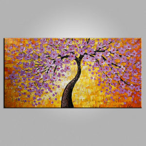 Flower Painting, Abstract Modern Art, Contemporary Art, Tree Painting, Acrylic Painting, Bedroom Wall Art, Heavy Texture Painting-Paintingforhome