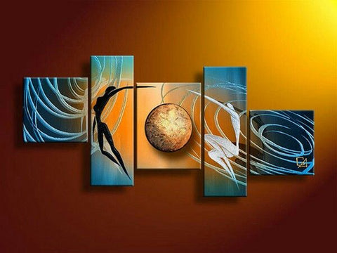 Abstract Art of Love, Simple Modern Art, Love Abstract Painting, Living Room Wall Painting, 5 Piece Canvas Painting for Sale-Paintingforhome