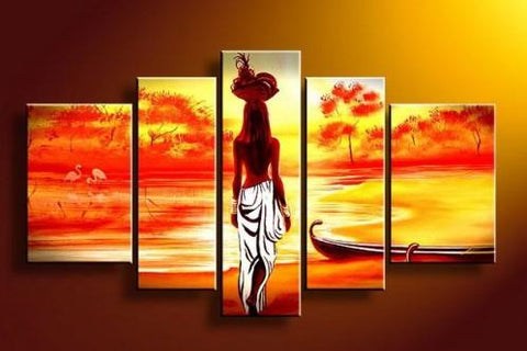 African Girl Painting, Sunset Painting, Extra Large Wall Art Paintings, African Woman Painting, African Acrylic Paintings, Buy Art Online-Paintingforhome