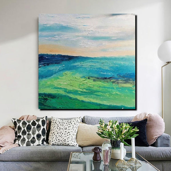 Landscape Acrylic Paintings, Abstract Landscape Painting, Modern Paintings for Living Room, Heavy Texture Painting, Large Painting Behind Sofa-Paintingforhome