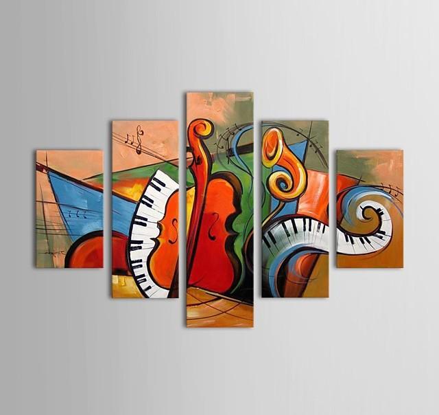 Hand Painted Modern Painting, Acrylic Painting on Canvas, Music Violin Painting, Oversize Wall Art Painting-Paintingforhome