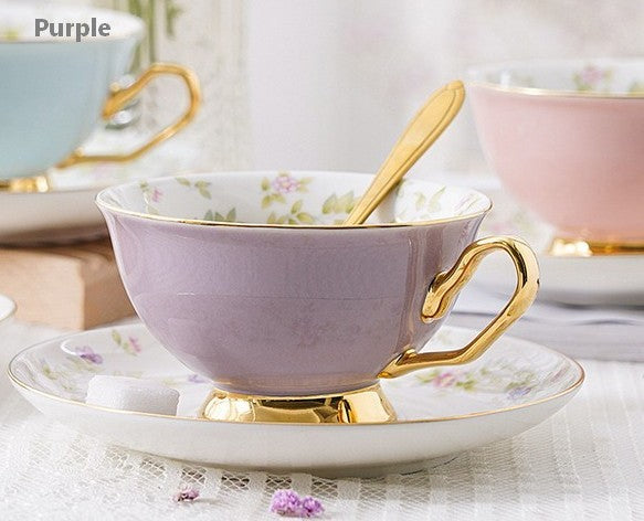 Elegant Ceramic Coffee Cups, Beautiful British Tea Cups, Unique Afternoon Tea Cups and Saucers in Gift Box, Royal Bone China Porcelain Tea Cup Set-Paintingforhome