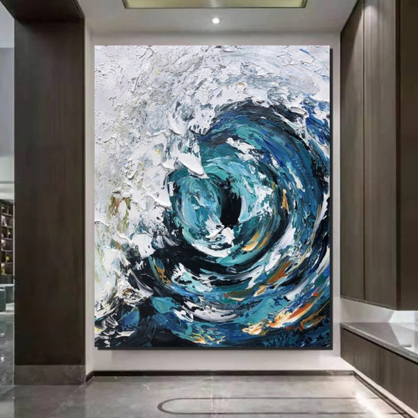 Big Wave Painting, Seascape Canvas Painting, Living Room Wall Art Painting, Landscape Canvas Paintings, Heavy Texture Canvas Art-Paintingforhome